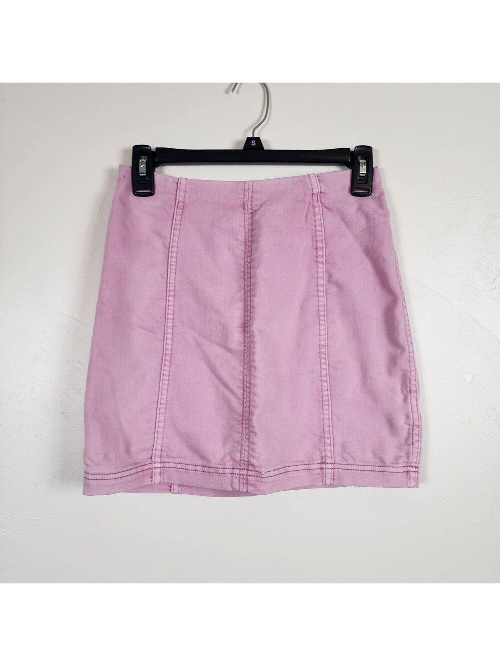 Free People Denim Mini Skirt Pink Acid Wash Modern Femme Y2K Grunge Size 2